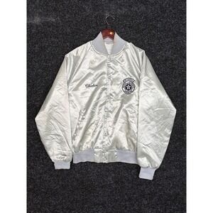 Vintage Satins Silver Bomber Jacket Oklahoma District‎ Attorneys Medium Charles